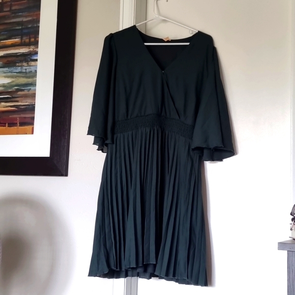 Pine Green Pleated Dress - Picture 1 of 3